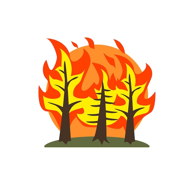 Vector forest fire natural force sticker