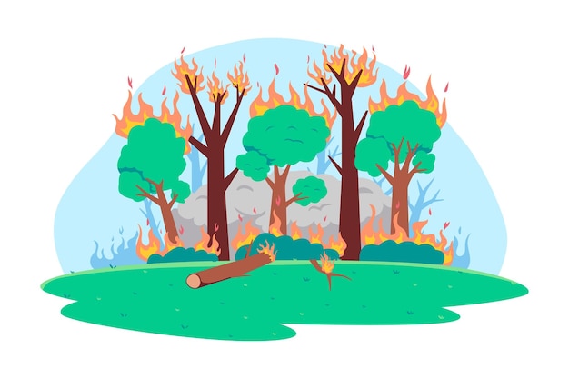 Vector forest fire vector illustration