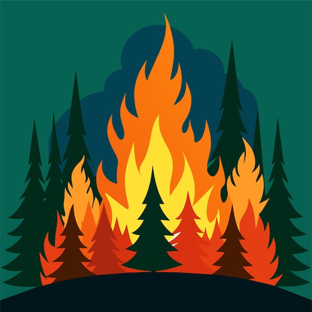 Вектор Лесной пожар