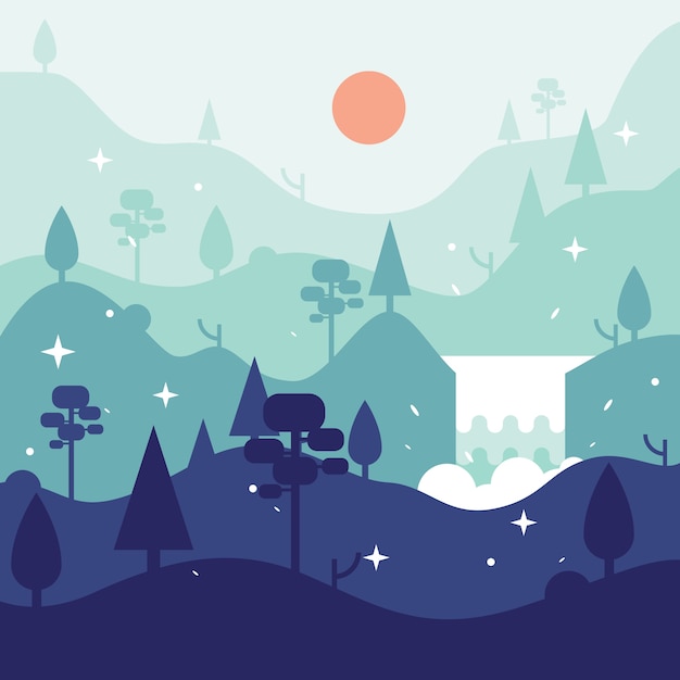 Forest in flat design Free Vector