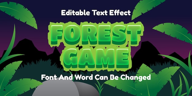 Forest game editable text effect with green theme suitable for gaming or poster