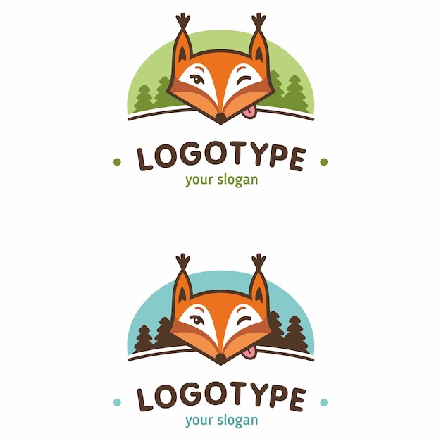 Forest grappige eekhoorn logo set