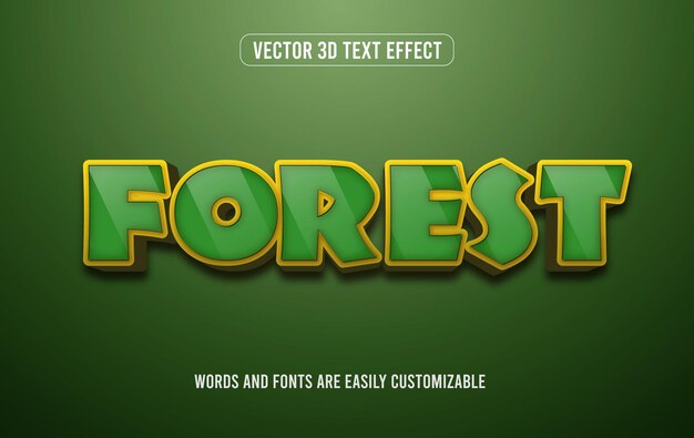 Лесной зеленый 3d стиль редактируемого текста