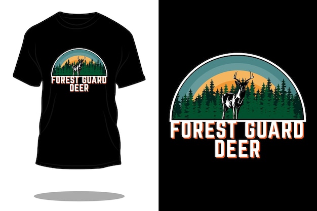 Premium Vector | Forest guard deer retro t shirt design