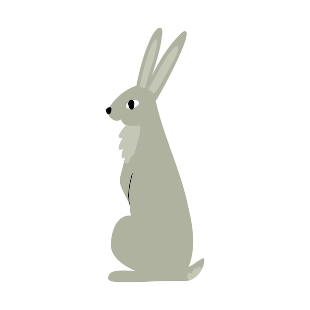 Forest hare flat style hand drawn child illustration