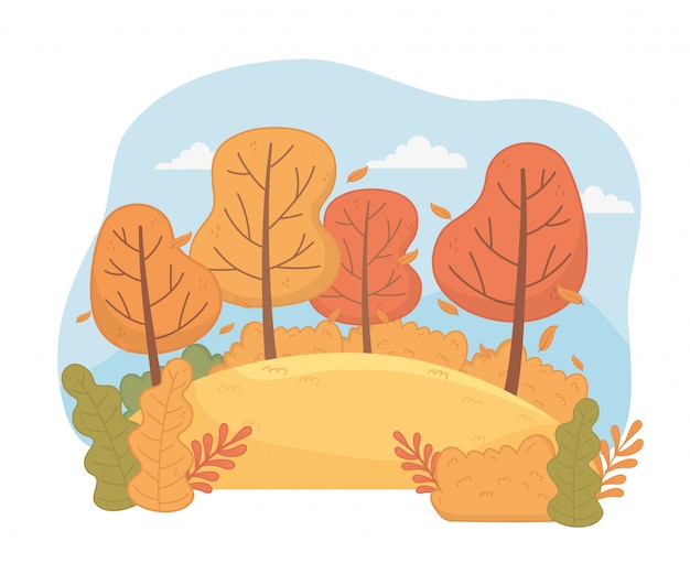 Vector forest herfst seizoen landschap scène