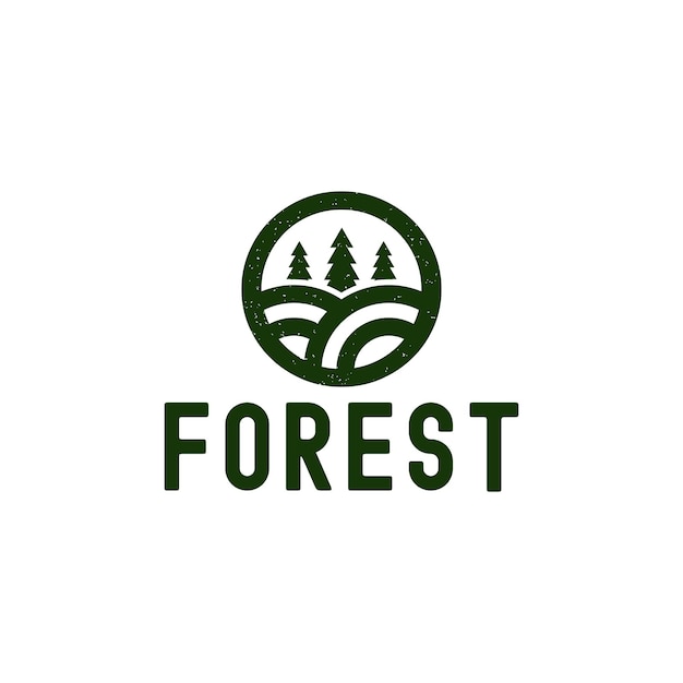 Forest Hill Pine Trees Boer Rustiek Symbool Logo Ontwerp