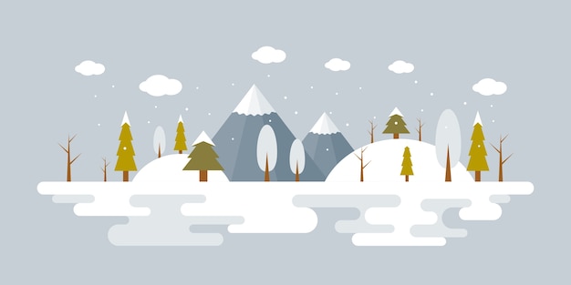 Vector forest landscape in winter