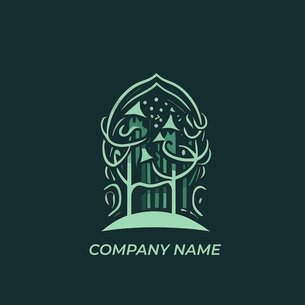 Вектор Лес логотип значок шаблон дизайн дверь сад растение природный символ