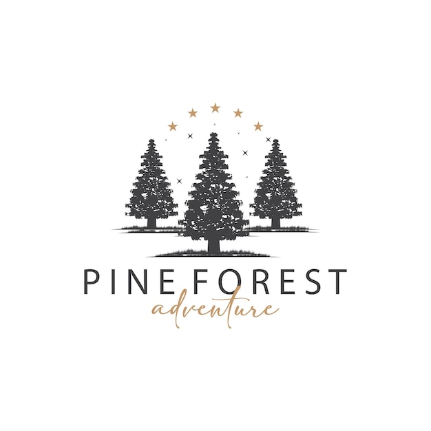 Forest Logo Vector Forest Wood With Pine Trees Design Inspirational Badge Label Illustration