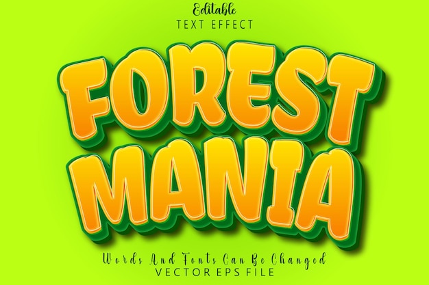 Forest mania editable text effect emboss cartoon style