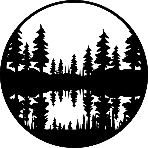Forest minimalist and flat logo vector illustration