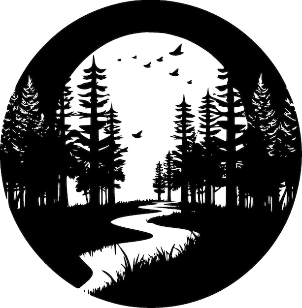 Illustrazione vettoriale minimalista e piatta della foresta