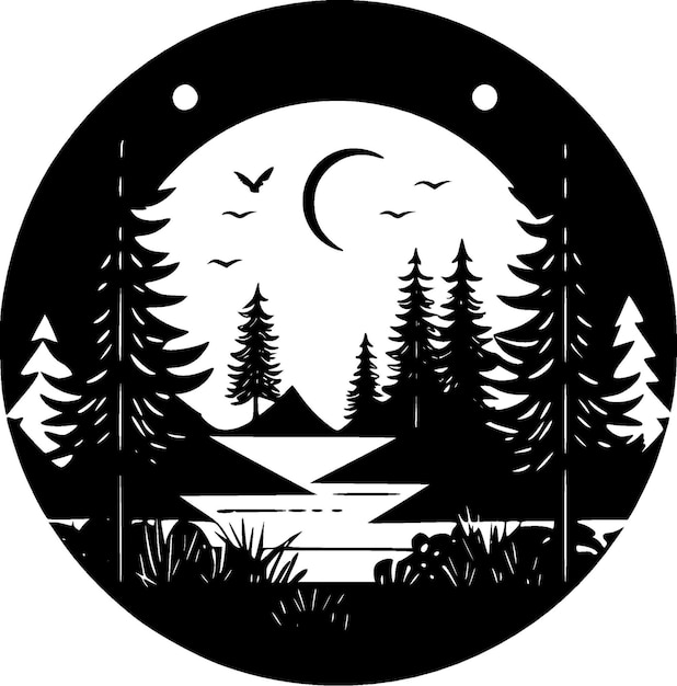 Vector forest minimalist and simple silhouette vector illustration