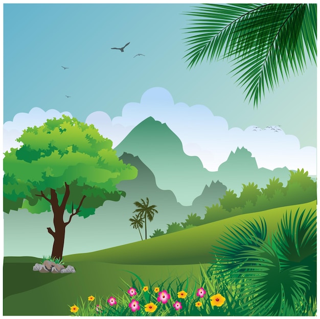 Vector forest and mountains