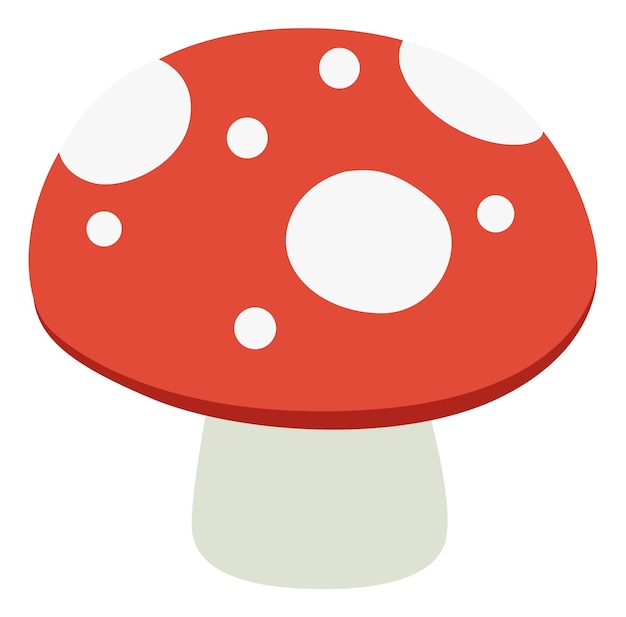 Vettore icona del fungo della foresta agarico rosso con macchie bianche amanita isolato su sfondo bianco