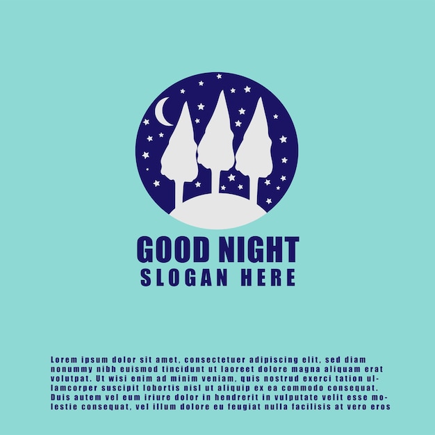 Vector forest night theme embled logotype