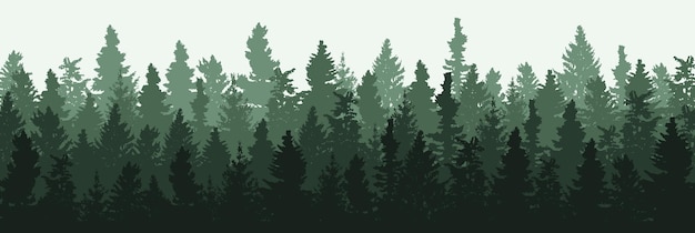 Vector forest panorama wood landscape variety of pine trees vector eps 10