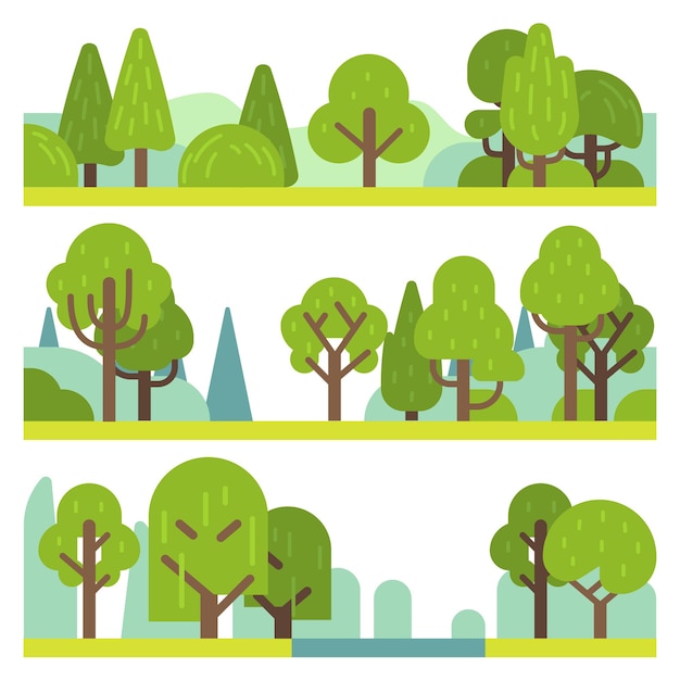 Vector forest and park plants