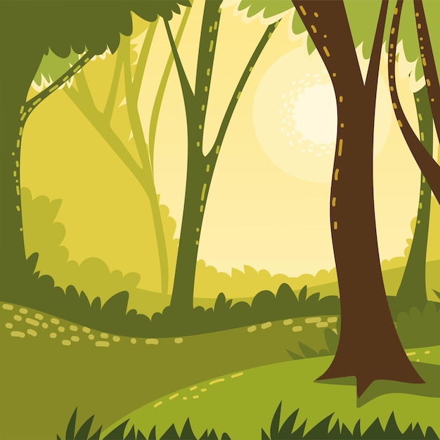 Vector forest plants and trees meadow nature