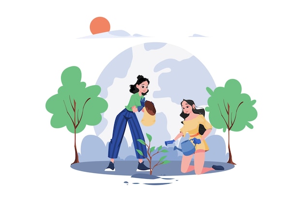 forest preservation illustration concept on white background