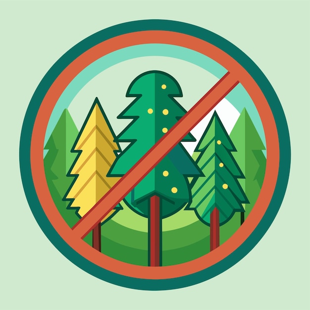 Vector forest prohibited sign