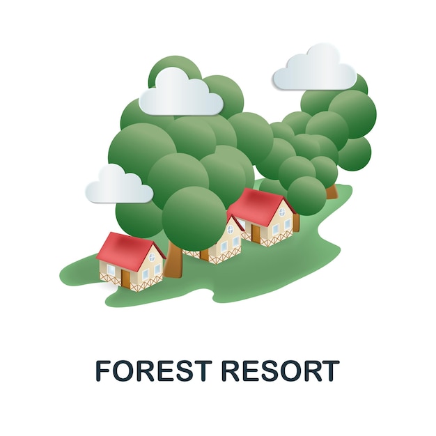 Forest Resort icon 3d illustration from resorts collection Creative Forest Resort 3d icon for web design templates infographics and more