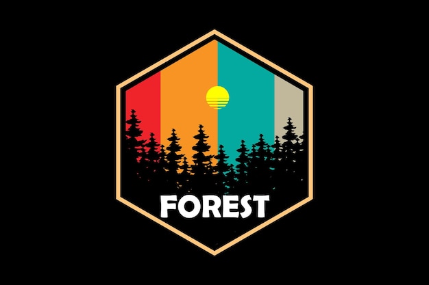 Forest retro silhouette design landscape