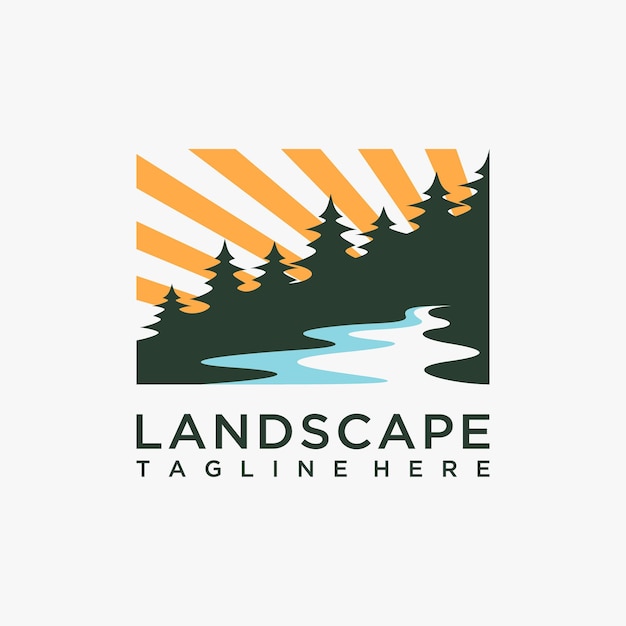 Forest river landscape logo design