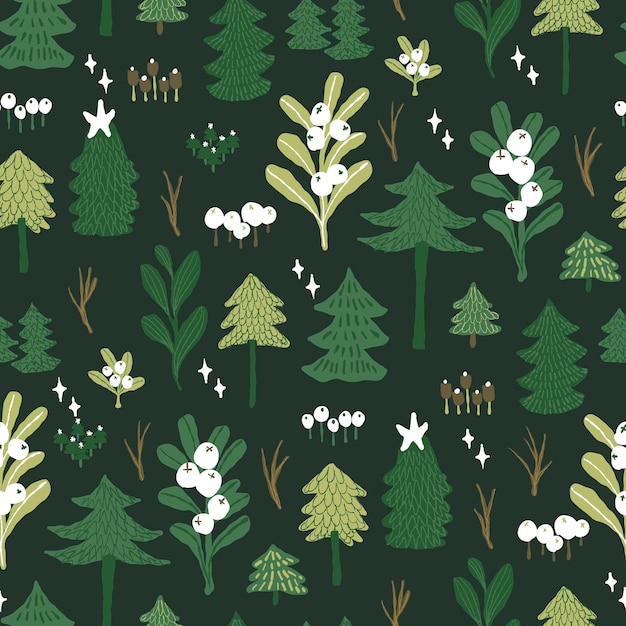 Vector forest seamless pattern