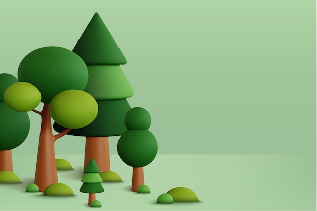 Vector forest set in green background