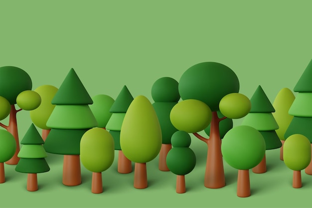 Vector forest set in green background.