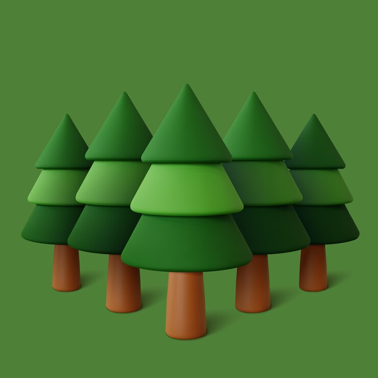 Vector forest set in green background.
