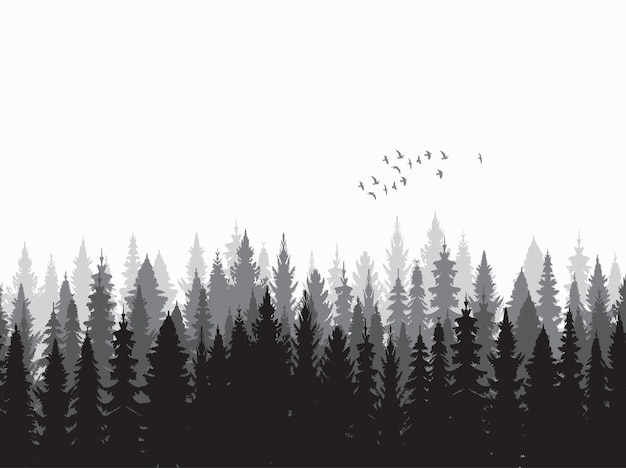 Vector forest silhouette design vector isolated