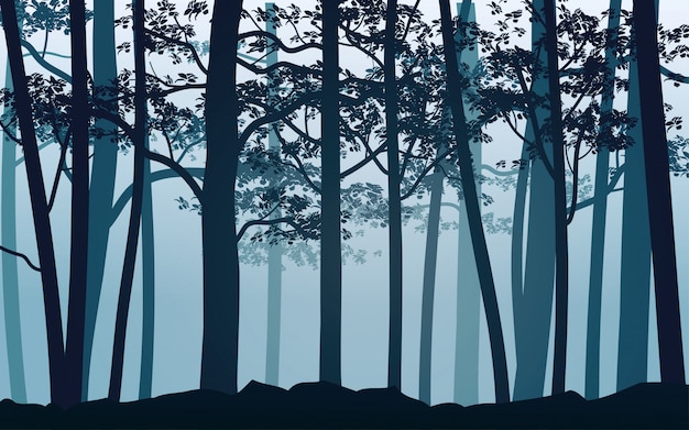 Vector forest silhouette landscape  illustration