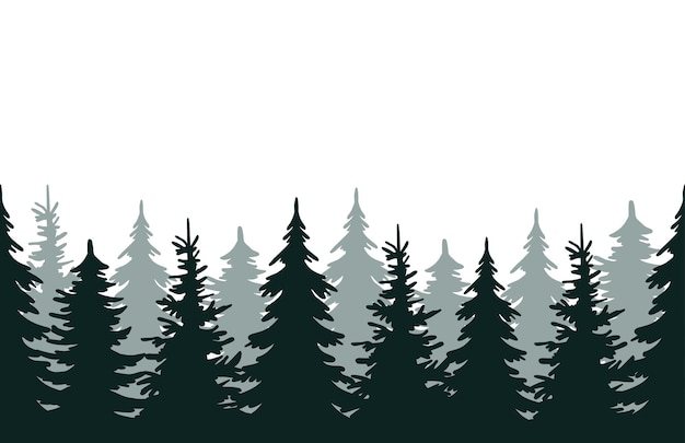 Vector forest silhouette seamless forest silhouette border03