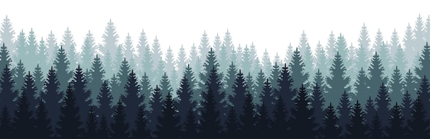 Forest silhouette vector illustration Forest landscape Forest background nature landscape