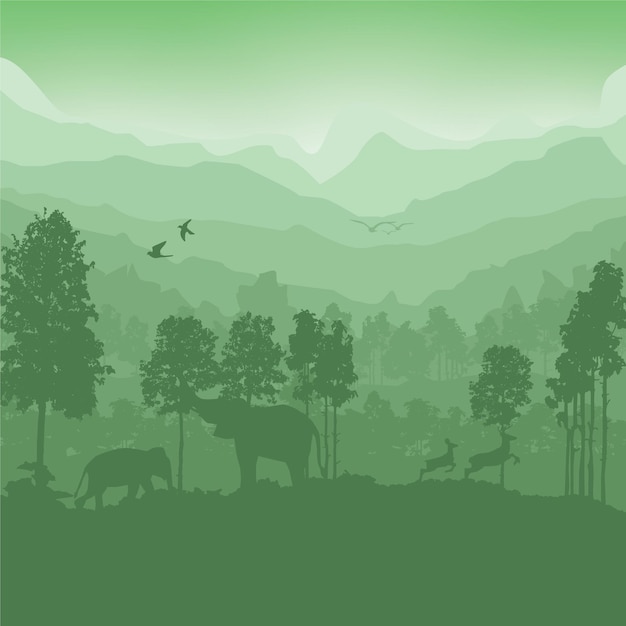 Forest silhouettes vector background Natural vector illustration