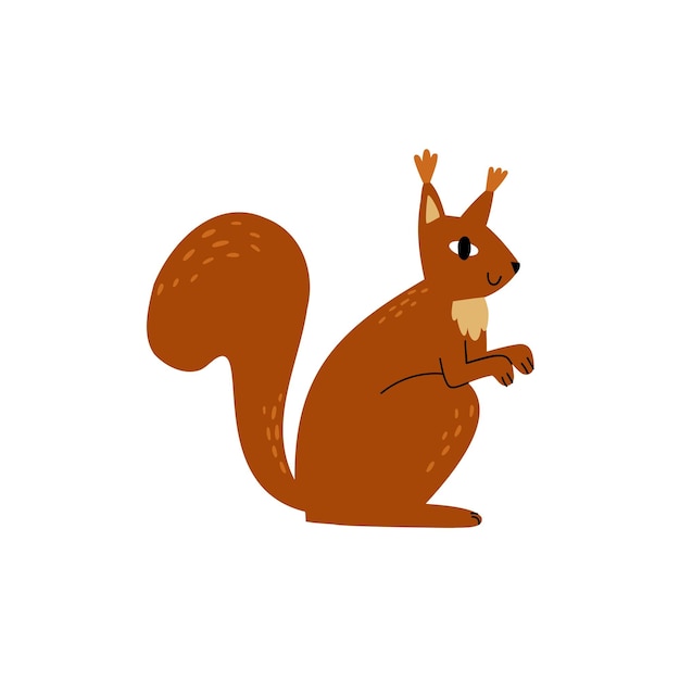 Forest squirrel flat style hand drawn children's illustration