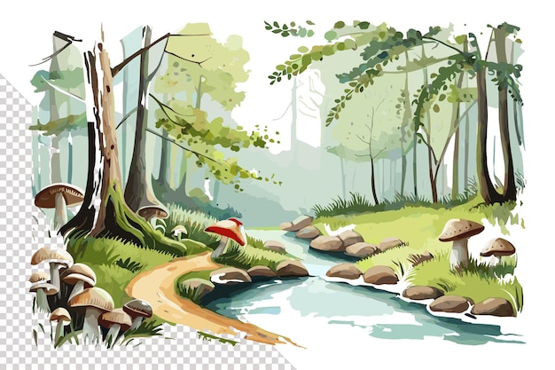 A forest stream with a forest stream and a forest stream