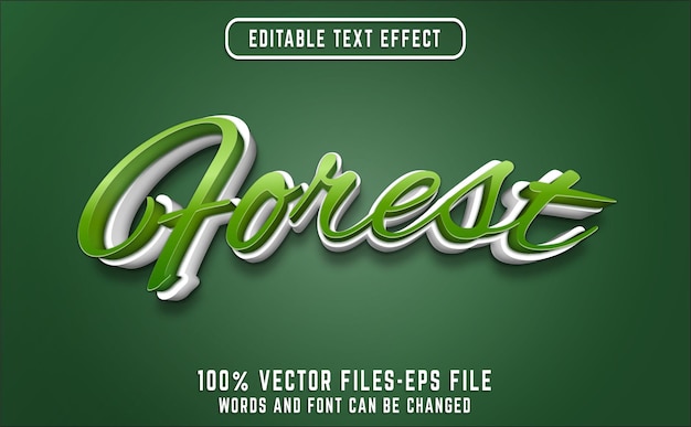 Forest text effect with cartoon style premium vectors