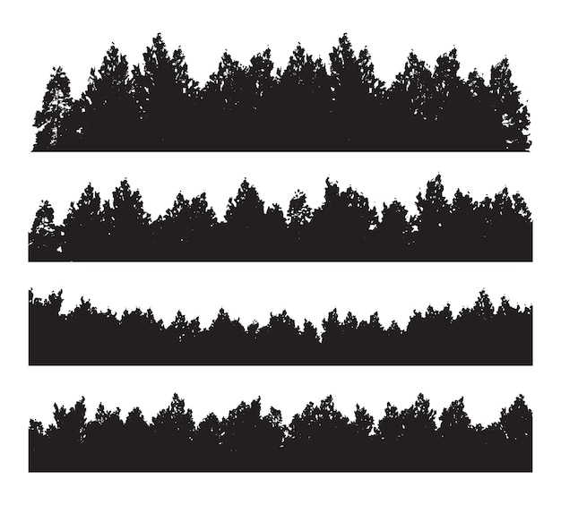 Forest tree silhouette set