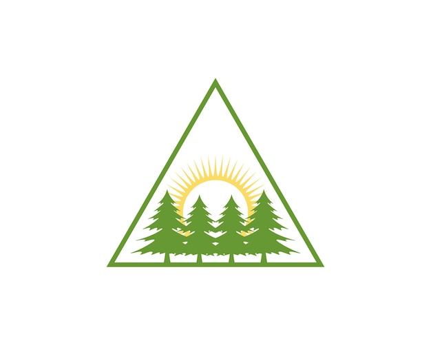 Albero della foresta nel logo a forma di triangolo