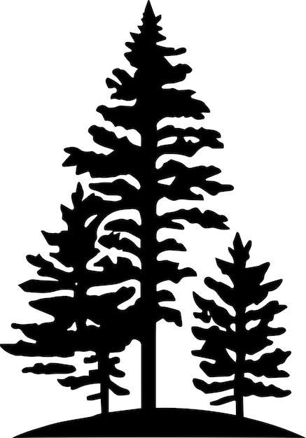 Gli alberi forestali silhouette logo design monocromatico stile