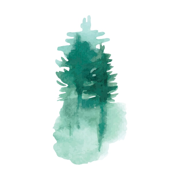 Vector forest trees watercolor spot green handdrawn abstract tree vector illustration