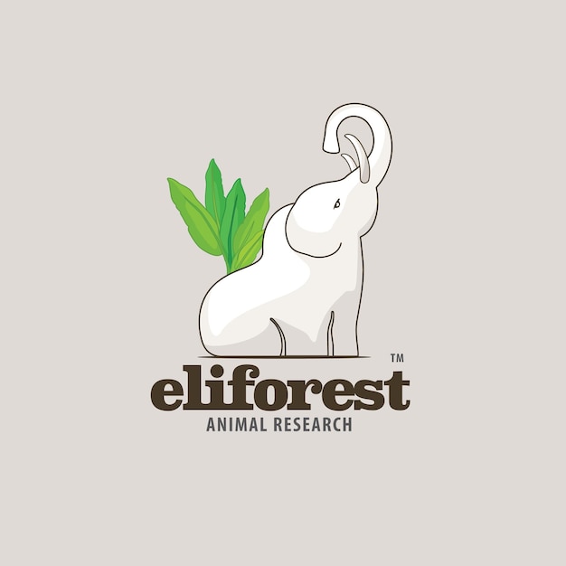 Vector forest white elephant animal logo