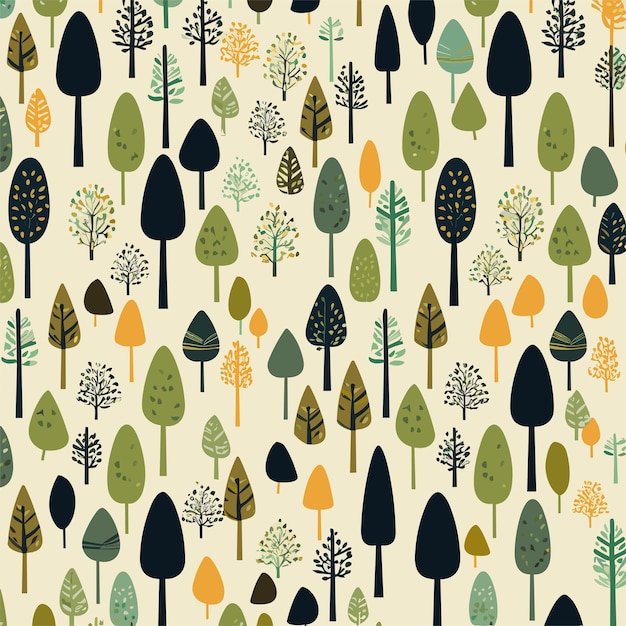 Vector forest wildlife seamless pattern