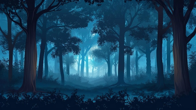 Vector a forest with a blue background and a forest with trees and the words quot full moon quot