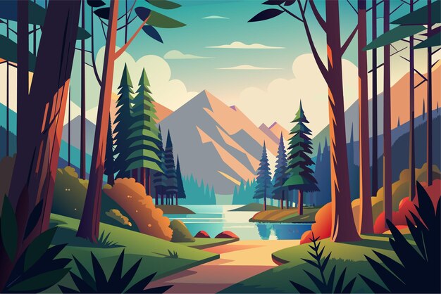 Vettore vettore di legno forestale illustrazione semplice ampio