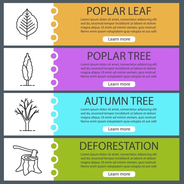 Forestry web banner templates set